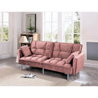 Canapé-lit futon en velours de style Mid-Century avec pieds en métal, 75,6 po