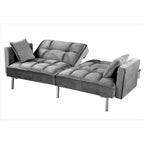 Canapé-lit futon en velours de style Mid-Century avec pieds en métal, 75,6 po