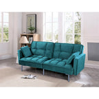 Canapé-lit futon en velours de style Mid-Century avec pieds en métal, 75,6 po
