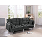 Canapé-lit futon en velours de style Mid-Century avec pieds en métal, 75,6 po