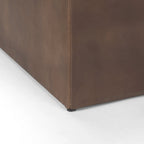Minara Pouf carré en cuir véritable noir avec base en métal doré 36