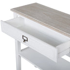 Table d'appoint avec tiroir, aspect vieilli blanc et gris, assemblage par 1 personne