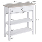 Table d'appoint avec tiroir, aspect vieilli blanc et gris, assemblage par 1 personne
