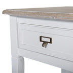 Table d'appoint avec tiroir, aspect vieilli blanc et gris, assemblage par 1 personne