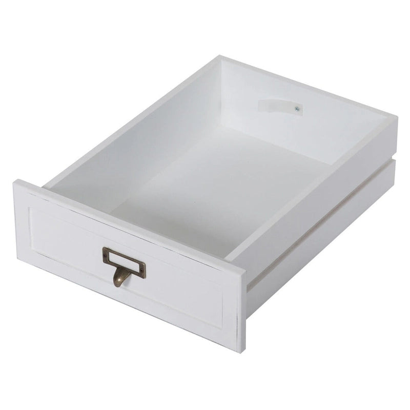 Table d'appoint avec tiroir, aspect vieilli blanc et gris, assemblage par 1 personne