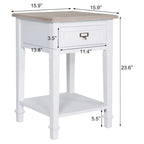 Table d'appoint avec tiroir, aspect vieilli blanc et gris, assemblage par 1 personne