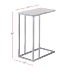 Table d'appoint avec plateau en verre, chrome et blanc