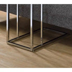 Table d'appoint avec plateau en verre, chrome et blanc
