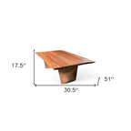 Table basse 31" en bois de manguier massif brun rustique avec bords bruts