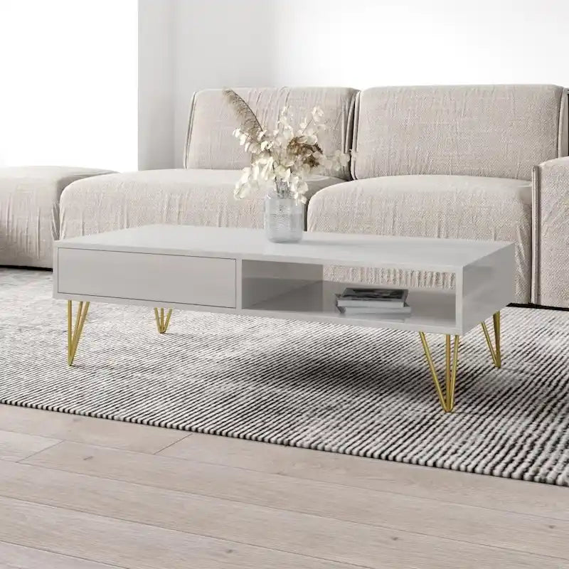 Table basse moderne haute brillance – Fabriquée en UE