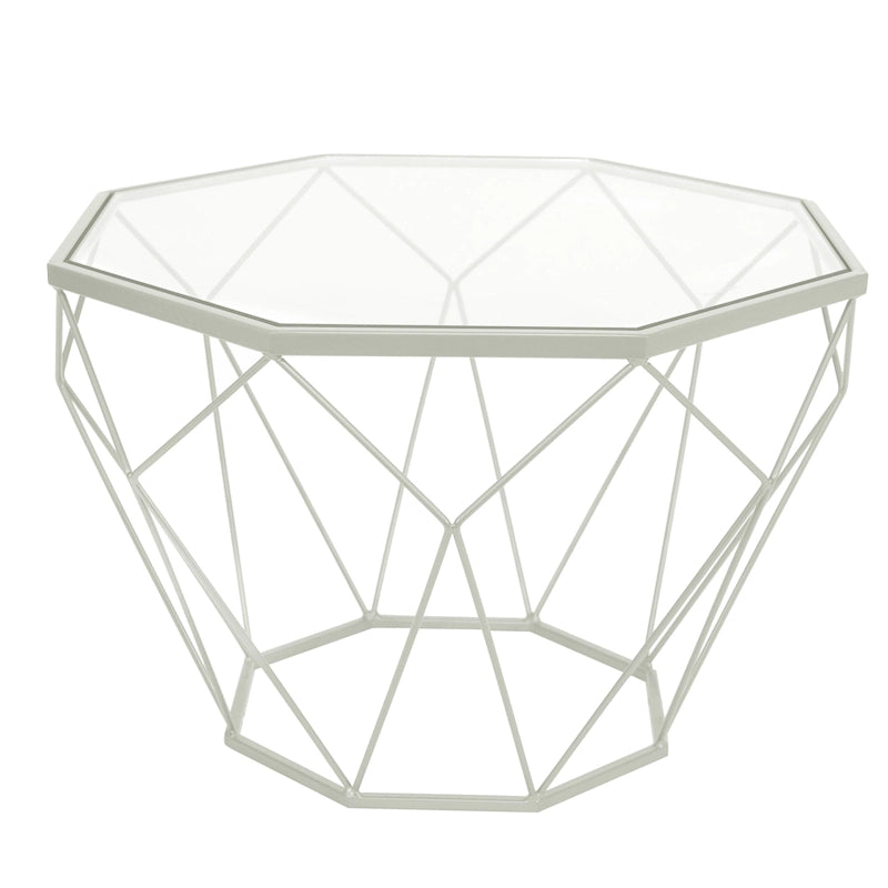 Table d'appoint octogonale or/noir/blanc/gris/rouge/jaune avec plateau en verre trempé, base géométrique en métal, 1 personne