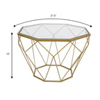 Table d'appoint octogonale or/noir/blanc/gris/rouge/jaune avec plateau en verre trempé, base géométrique en métal, 1 personne