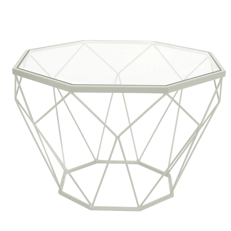 Table d'appoint octogonale or/noir/blanc/gris/rouge/jaune avec plateau en verre trempé, base géométrique en métal, 1 personne