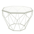 Table d'appoint octogonale or/noir/blanc/gris/rouge/jaune avec plateau en verre trempé, base géométrique en métal, 1 personne