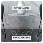 Table d'appoint octogonale or/noir/blanc/gris/rouge/jaune avec plateau en verre trempé, base géométrique en métal, 1 personne