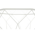 Table d'appoint octogonale or/noir/blanc/gris/rouge/jaune avec plateau en verre trempé, base géométrique en métal, 1 personne