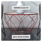 Table d'appoint octogonale or/noir/blanc/gris/rouge/jaune avec plateau en verre trempé, base géométrique en métal, 1 personne