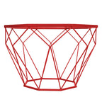 Table d'appoint octogonale or/noir/blanc/gris/rouge/jaune avec plateau en verre trempé, base géométrique en métal, 1 personne