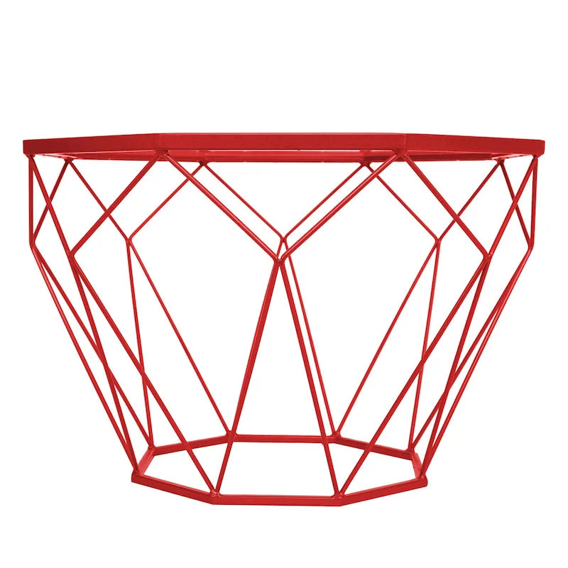 Table d'appoint octogonale or/noir/blanc/gris/rouge/jaune avec plateau en verre trempé, base géométrique en métal, 1 personne