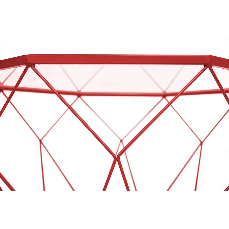 Table d'appoint octogonale or/noir/blanc/gris/rouge/jaune avec plateau en verre trempé, base géométrique en métal, 1 personne