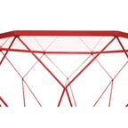Table d'appoint octogonale or/noir/blanc/gris/rouge/jaune avec plateau en verre trempé, base géométrique en métal, 1 personne