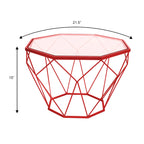 Table d'appoint octogonale or/noir/blanc/gris/rouge/jaune avec plateau en verre trempé, base géométrique en métal, 1 personne