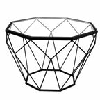 Table d'appoint octogonale or/noir/blanc/gris/rouge/jaune avec plateau en verre trempé, base géométrique en métal, 1 personne