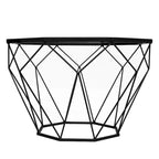 Table d'appoint octogonale or/noir/blanc/gris/rouge/jaune avec plateau en verre trempé, base géométrique en métal, 1 personne