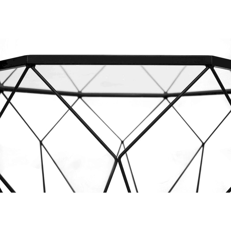 Table d'appoint octogonale or/noir/blanc/gris/rouge/jaune avec plateau en verre trempé, base géométrique en métal, 1 personne