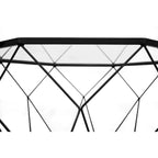 Table d'appoint octogonale or/noir/blanc/gris/rouge/jaune avec plateau en verre trempé, base géométrique en métal, 1 personne