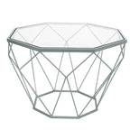 Table d'appoint octogonale or/noir/blanc/gris/rouge/jaune avec plateau en verre trempé, base géométrique en métal, 1 personne