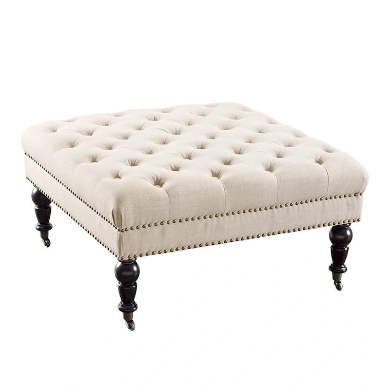 Pouffe carré capitonné Abigal Natural
