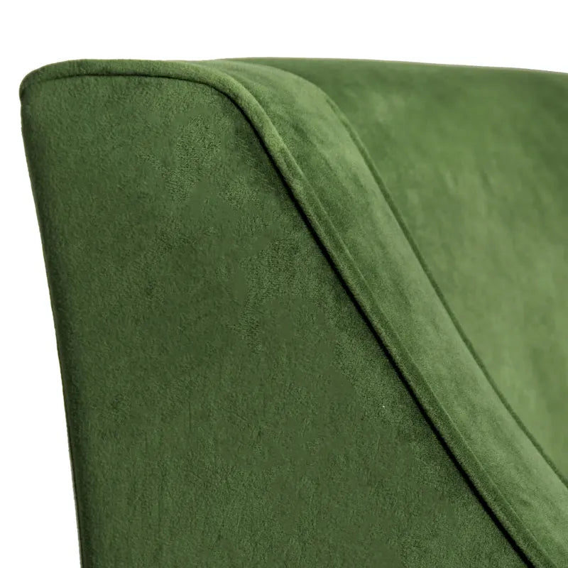 Fauteuil d'appoint en velours avec accoudoirs incurvés et pieds en bois de noyer foncé