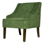 Fauteuil d'appoint en velours avec accoudoirs incurvés et pieds en bois de noyer foncé