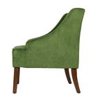 Fauteuil d'appoint en velours avec accoudoirs incurvés et pieds en bois de noyer foncé