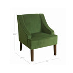Fauteuil d'appoint en velours avec accoudoirs incurvés et pieds en bois de noyer foncé
