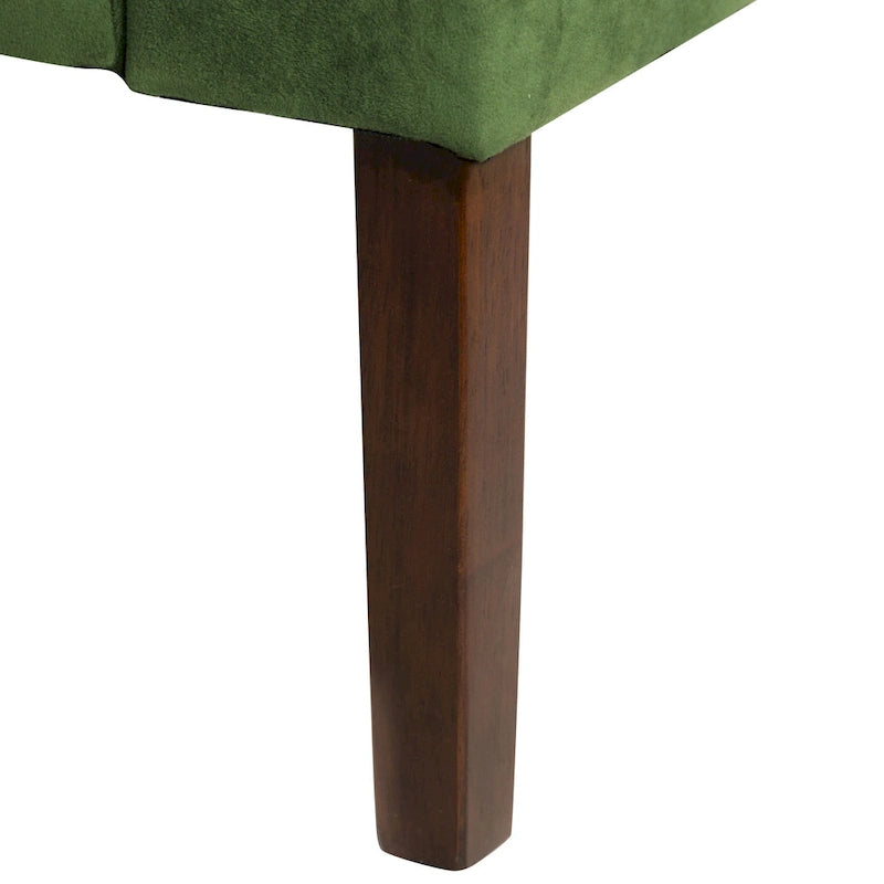 Fauteuil d'appoint en velours avec accoudoirs incurvés et pieds en bois de noyer foncé