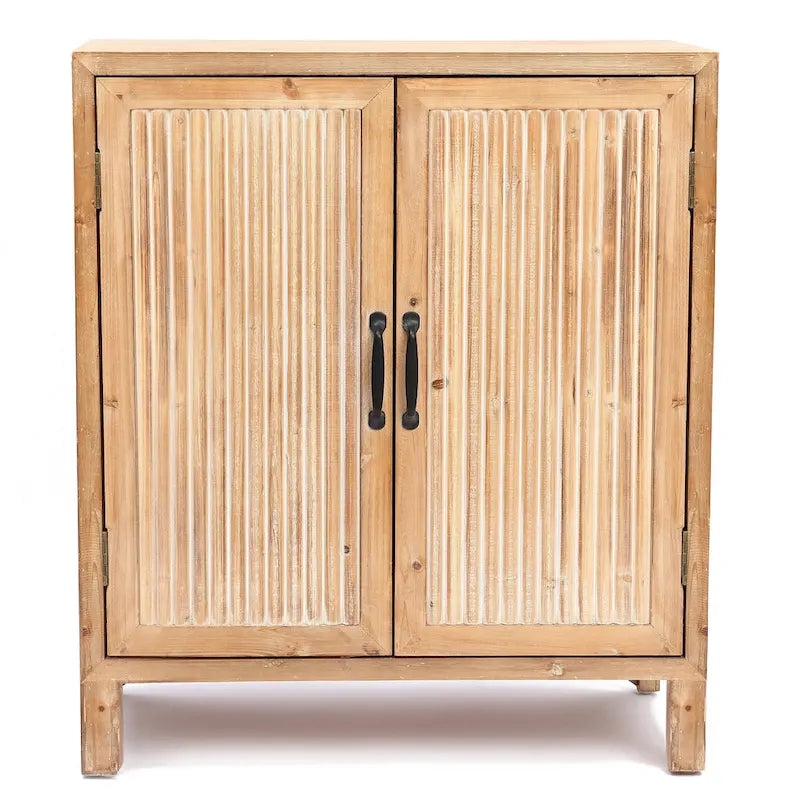 Armoire de rangement à 2 portes et étagères de style fermette – Fini bois naturel