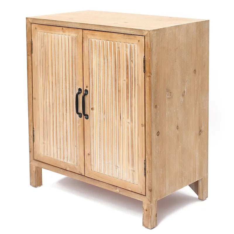 Armoire de rangement à 2 portes et étagères de style fermette – Fini bois naturel