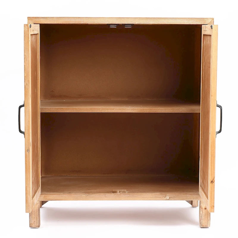 Armoire de rangement à 2 portes et étagères de style fermette – Fini bois naturel