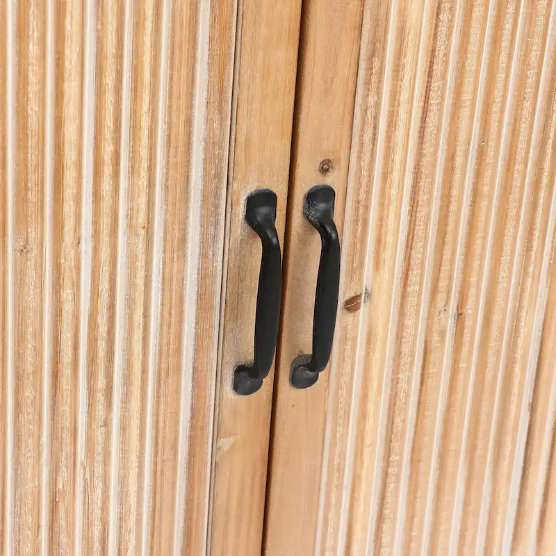 Armoire de rangement à 2 portes et étagères de style fermette – Fini bois naturel