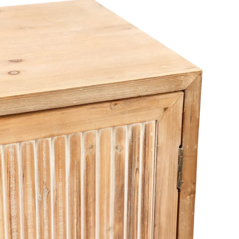 Armoire de rangement à 2 portes et étagères de style fermette – Fini bois naturel