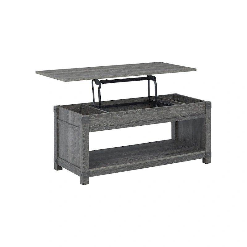 Table basse de style « ferme moderne » avec plateau relevable, 112 cm (L) x 51 cm (P) x 48 cm (H)