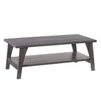 Table basse gris foncé de style Mid-Century avec étagère de rangement sur toute la largeur