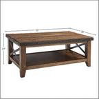 Table basse brun Rustic Canyon 50 po avec bande métallique cloutée