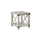 Bout de canapé rectangulaire style ferme rustique avec motif en X
