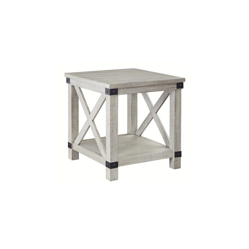 Bout de canapé rectangulaire style ferme rustique avec motif en X