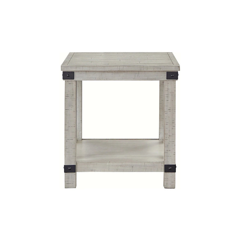 Bout de canapé rectangulaire style ferme rustique avec motif en X