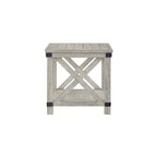 Bout de canapé rectangulaire style ferme rustique avec motif en X