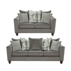 Canapé et causeuse 2 places en tissu gris (2 pièces)